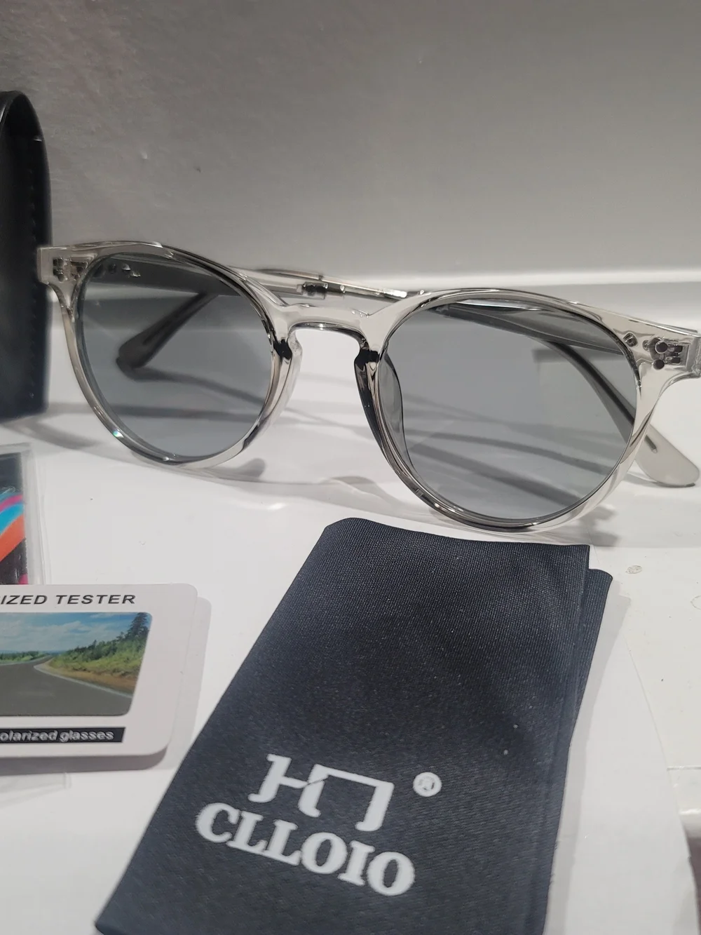 CLL0I0 Clear Smoke Frame Sunglasses with Grey Lenses